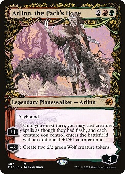 Arlinn, the Pack's Hope // Arlinn, the Moon's Fury Innistrad- Midnight Hunt Autumnal Frame